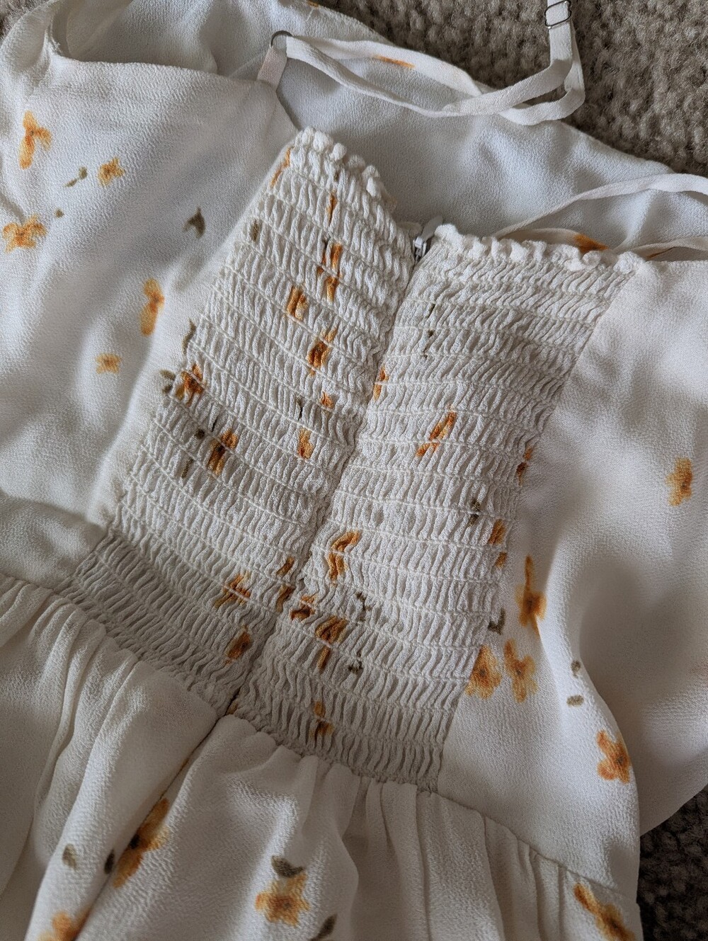 Reformation White Midi Dress with Yellow Floral Print - Picture 4 of 4